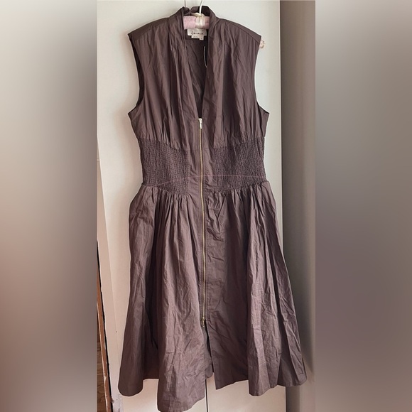 Anthropologie The Tommie Cap Sleeve Smocked Front-Zip Shirt Dress Sz 1X NWT - Picture 6 of 14